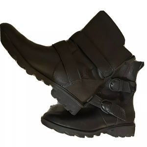 Sorel Women's Phoenix Black Leather Buckle Boots 8.5